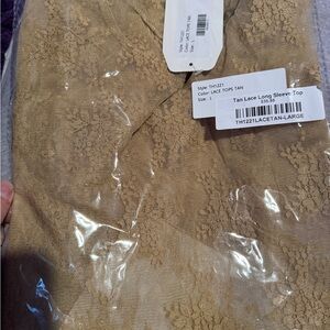 NWT Tan Lace Long Sleeve Top- Large